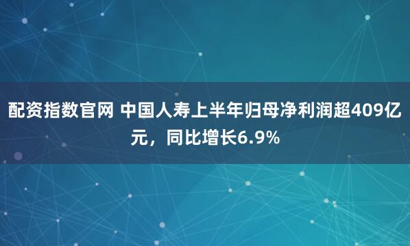 配资指数官网 中国人寿上半年归母净利润超409亿元，同比增长6.9%