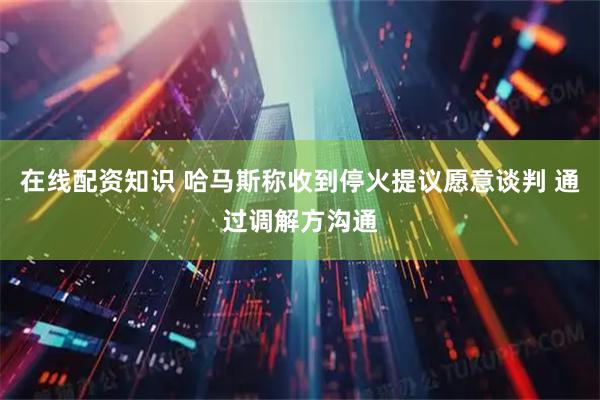 在线配资知识 哈马斯称收到停火提议愿意谈判 通过调解方沟通