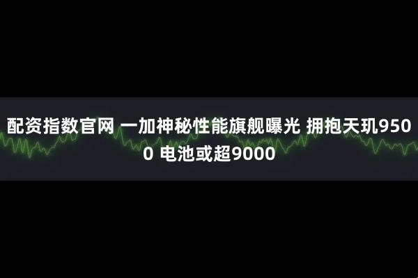 配资指数官网 一加神秘性能旗舰曝光 拥抱天玑9500 电池或超9000